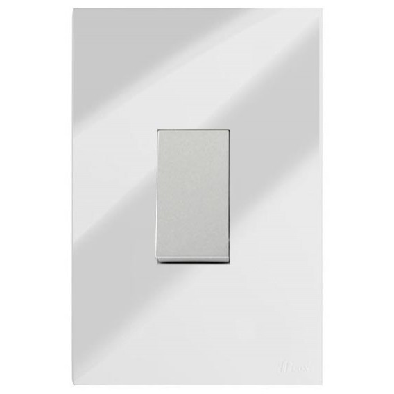 Conjunto Interruptor Paralelo Vertical 4x2 - RECTA Espelhada Gloss (Módulo Prata)